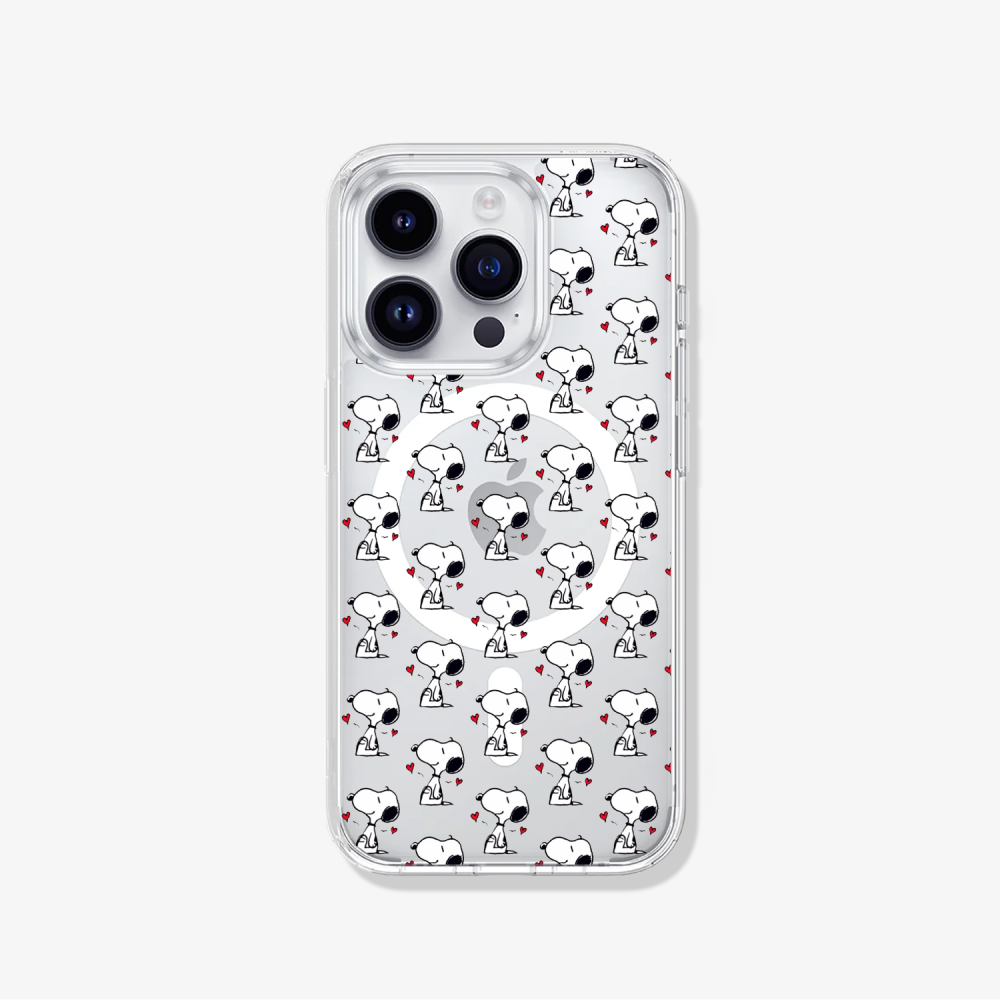 <b>Snoopy</b> - Case iPhone Antishock MagSafe Snoopy corazones