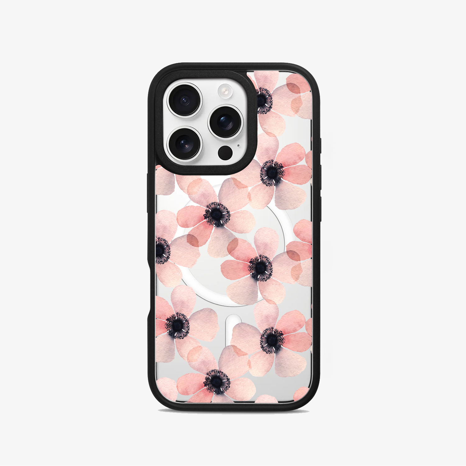 DALIAS CORAL <b>Intercambiable</b> - Case iPhone Antishock Intercambiable MagSafe + Placa Dalias coral - Imagen 1
