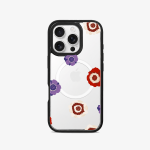 <b>Intercambiable</b> - Case iPhone Antishock Intercambiable MagSafe + Placa Flores moradas y rojas
