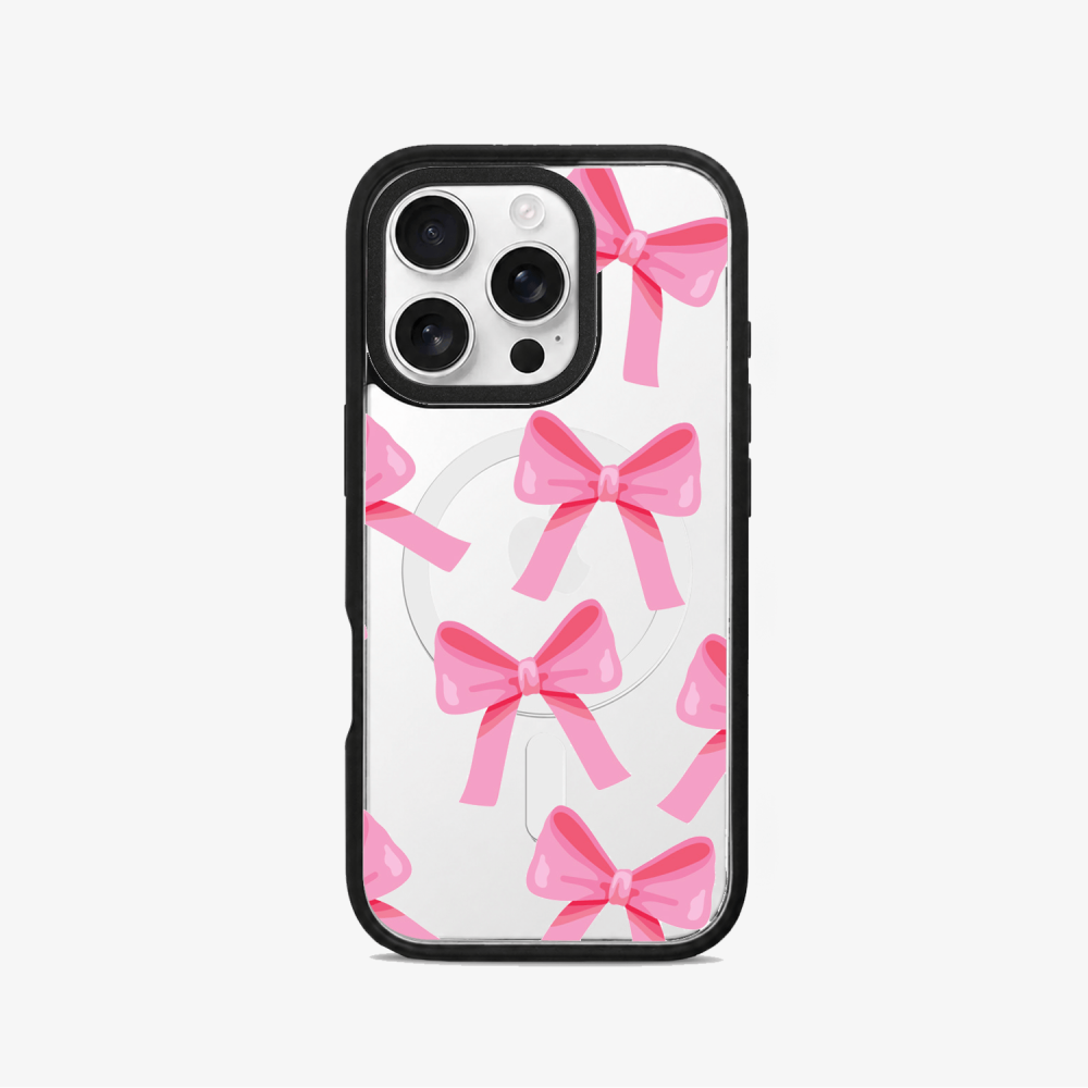 <b>Intercambiable</b> - Case iPhone Antishock Intercambiable MagSafe + Placa Lazos rosa